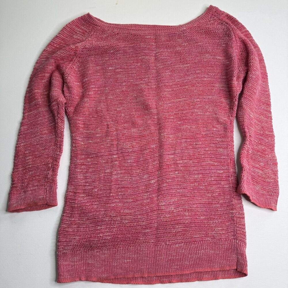LOFT Pink Marled Knit Sweater Women’s Medium Boat Neck Lightweight